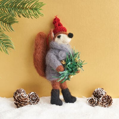Needle Felting Kit: Christmas Fox Decoration image number 2