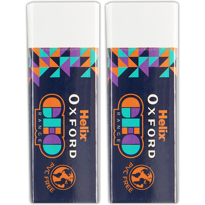 Helix Oxford Geo 2 Pack Erasers: Orange image number 1