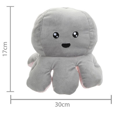 Large Reversible Squid Plush Toy: Grey & Pink image number 4