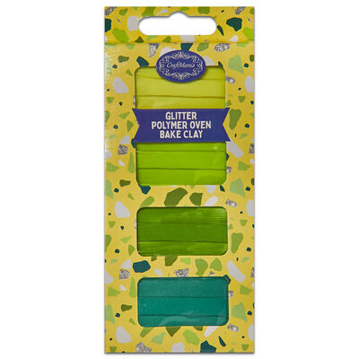 Craftmania Glitter Greens Polymer Oven Bake Clay: Pack of 4 image number 1
