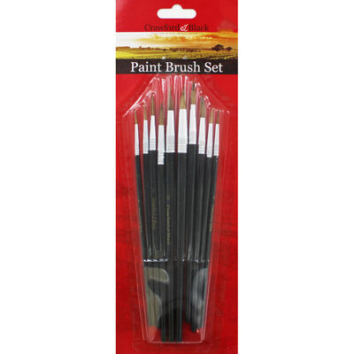 Crawford and Black 10 Artist Watercolour Brushes image number 1