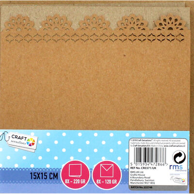 8 Die-Cut Kraft Cards with Envelopes - 15cm x 15cm image number 1