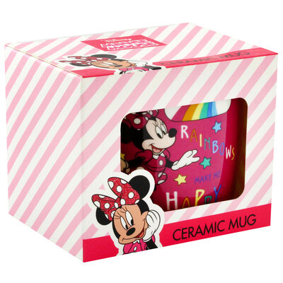 Disney Minnie Mouse Pink Rainbow Ceramic Mug image number 1