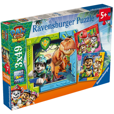 Paw Patrol Dino Movie 3 x 49 Piece Jigsaw Puzzle Set image number 1