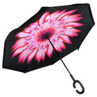 Pink Floral Backwards Brolly Inside Out Umbrella image number 1