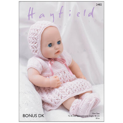 Hayfield Bonus DK: Doll Dress Set Knitting Pattern 2482 image number 1