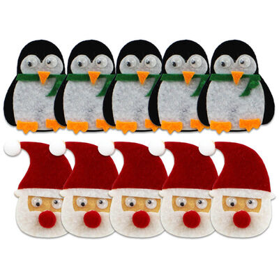Penguin & Santa Felt Embellishments: Pack of 10 image number 1