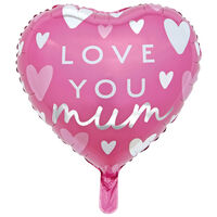 Love You Mum Heart Helium Balloon