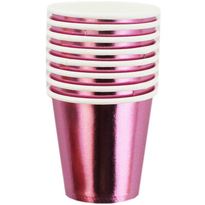 Metallic Pink Mini Paper Shot Glasses - 8 Pack image number 1