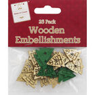 Wooden Christmas Tree Embellishments Pack of 25 image number 1