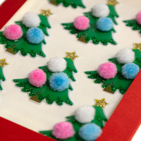 Pom-Pom Xmas Tree 3D Stickers: Pack of 8