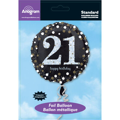 18 Inch Black Number 21 Helium Balloon image number 2