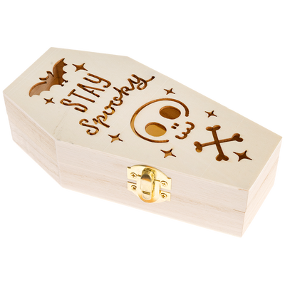 Die Cut Stay Spooky Wooden Coffin image number 1