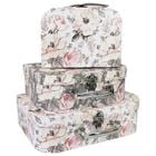 Grey Pink Floral Storage Suitcases: Set of 3 image number 1