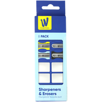 Works Essentials Erasers & Sharpeners: Pack of 8