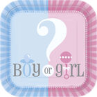 Gender Reveal Square Paper Plates - 8 Pack image number 1