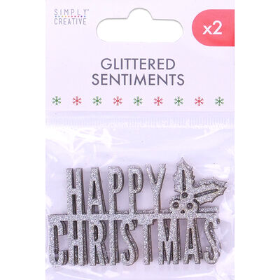 Silver Glittered Sentiments Pack Of 2 image number 1