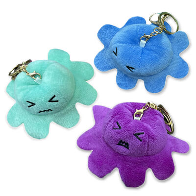 Reversible Octopus Plush Toy Keyring: Assorted image number 2