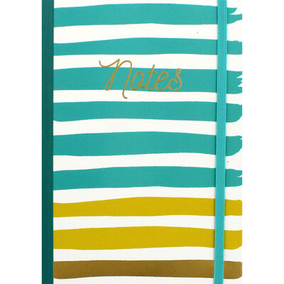 A5 Turquoise and Gold Stripe Lined Notebook image number 1