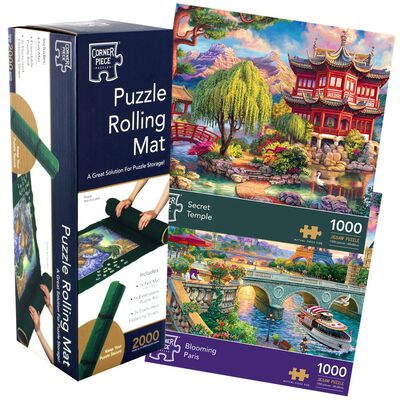 Blooming Paris & Secret Temple 1000 Piece Jigsaw Puzzle with Puzzle Rolling Mat image number 1