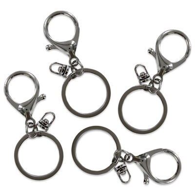Silver Key Ring Chains with Clip: Pack of 4 image number 1