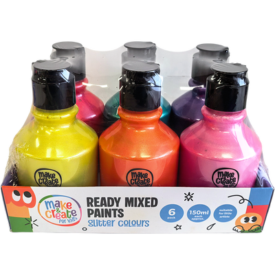 Ready Mixed Glitter Paints: Pack of 6 image number 1