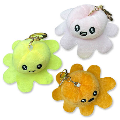 Reversible Octopus Plush Toy Keyring: Assorted image number 3