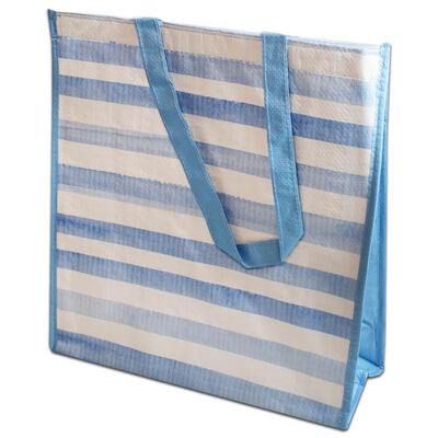 Blue Stripe Reusable Insulated Shopping Bag image number 2