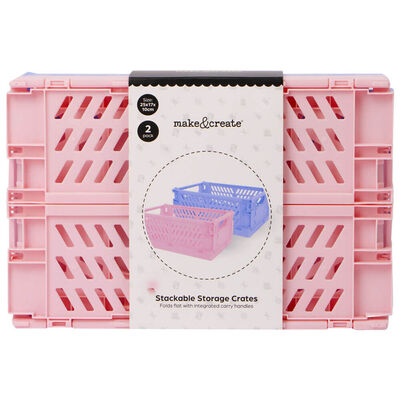 Pink & Lilac Stackable Storage Crates: Pack of 2 image number 2