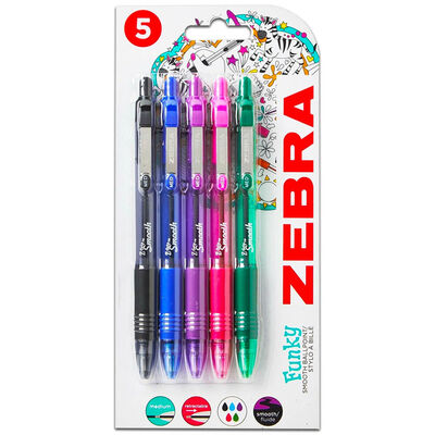 Zebra Z-Grip Smooth Ballpoint Retractable Funky Pens: Pack of 5 image number 1