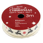 Reindeer Cotton Christmas Ribbon - 3m image number 1