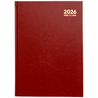 A4 Week to View Red 2026 Diary