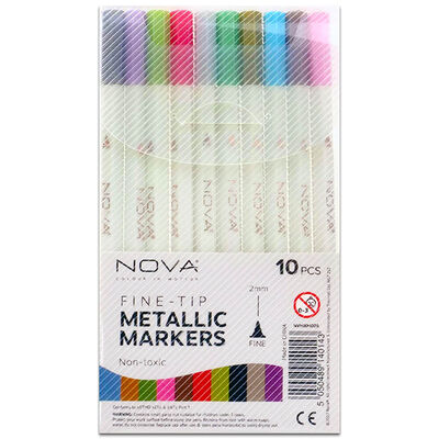 Nova Fine-Tip Metallic Markers: Pack of 10 image number 1