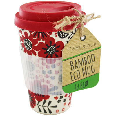 Red Flower Bamboo Eco Travel Mug image number 1