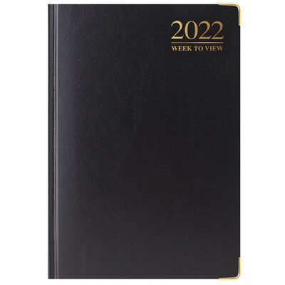 A5 Black Padded 2022 Week to View Diary image number 1