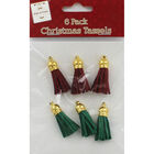 6 Red and Green Christmas Tassels image number 1