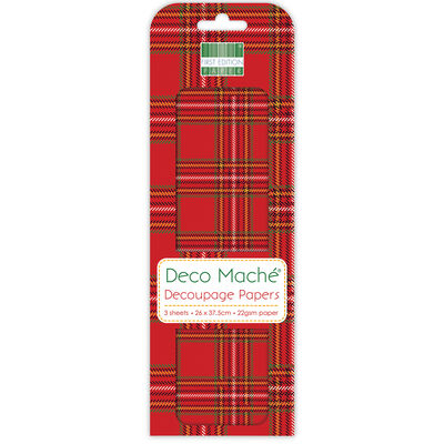 Red Tartan Decoupage Papers - 3 Sheets image number 1