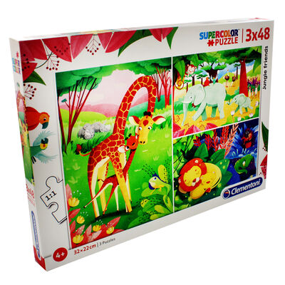 Jungle Friends 3-in-1 48 Piece Jigsaw Puzzle Set image number 1
