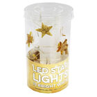 10 Bright White Gold Glitter LED Star Lights image number 1