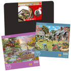Cottage Garden & Spring Stream 500 Piece Jigsaw Puzzle with Portapuzzle Board Bundle image number 1