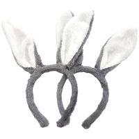 Faux Fur Grey Bunny Ears Headband Bundle