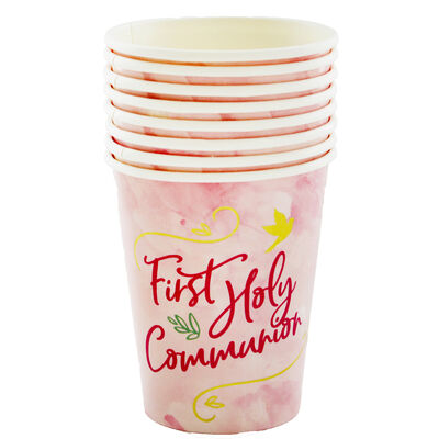 Pink First Holy Communion Paper Cups - 8 Pack image number 2