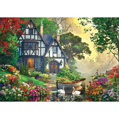 Swan Lake Cottage 500 Piece Jigsaw Puzzle image number 2