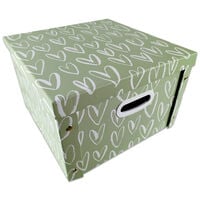 Green and White Heart Collapsible Storage Box