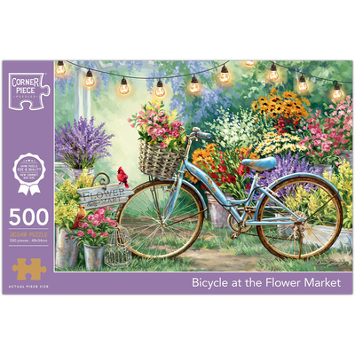 Bicycle At The Flower Market 500 Piece Jigsaw Puzzle image number 1