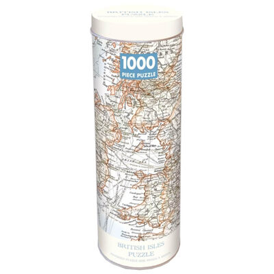 Vintage British Isles Map 1000 Piece Jigsaw Puzzle in Tin image number 1