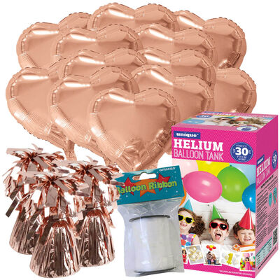 Mother's Day 18 Inch Rose Gold Helium Heart Balloon Bundle image number 1
