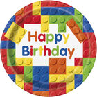 Blocks Happy Birthday Paper Plates - 8 Pack image number 1