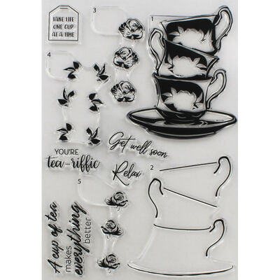 Crafters Companion Layering Stamp - Floral Tea Cups image number 3