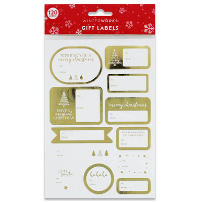 Christmas A5 Gold Sticker Gift Label Book: Pack of 120 image number 1